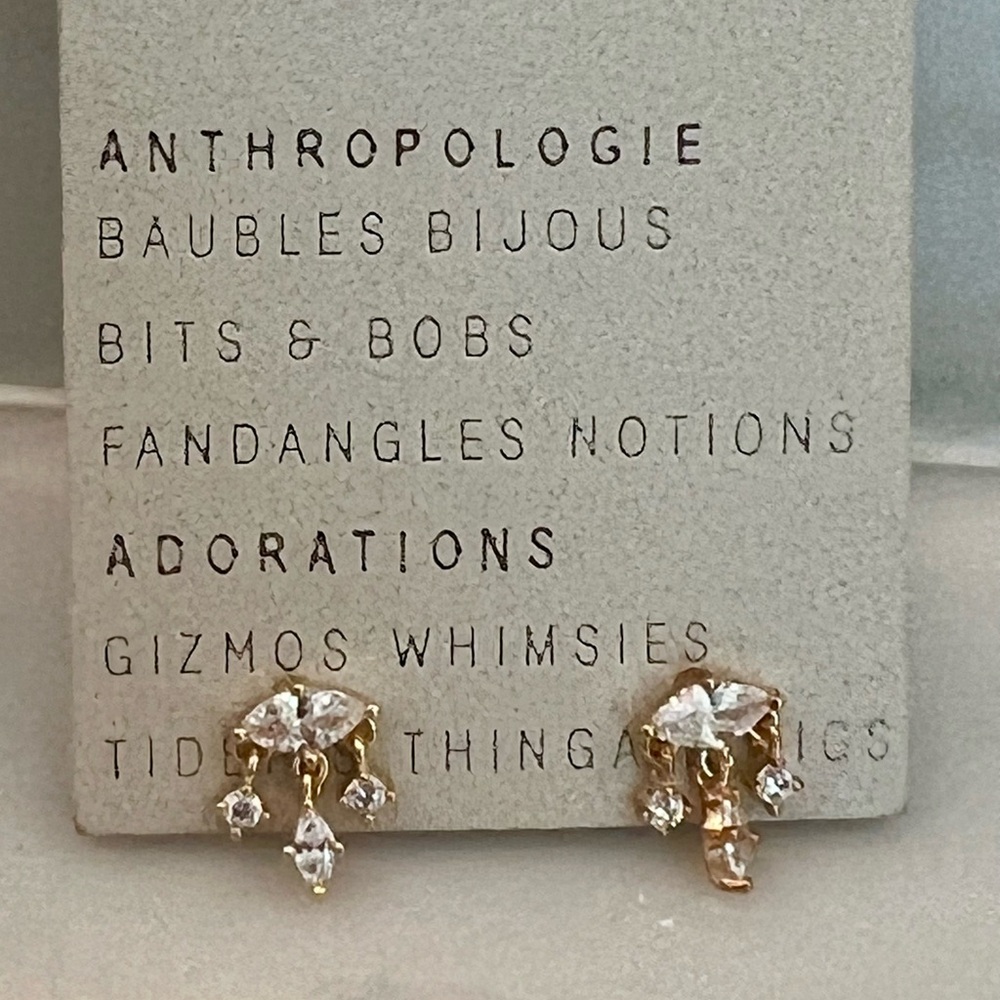 Anthropologie Gold crystal marquis earrings